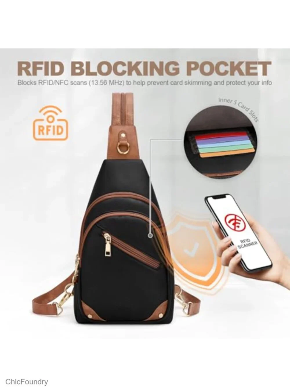 RFID Anti Theft Convertible Sling Backpack Crossbody Purse